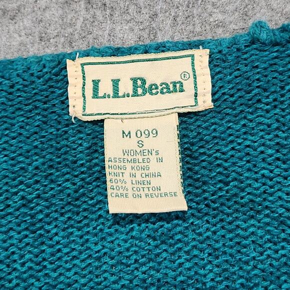 VTG LL Bean Womens S Small Linen Cotton Knit Fishermans V Neck Pullover Sweater - Picture 6 of 10